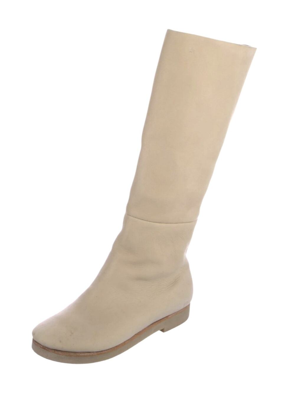 Lauren Manoogian Tall Lined Leather Boot Cream Ivory Size 40 (10)